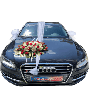 Beyaz Gerbera ve Kırmızı Gül Gelin Arabası