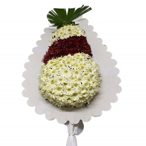 Beyaz ve Kırmızı Gerbera Çelenk