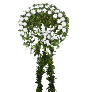 Beyaz Gerbera ve Glayör Cenaze Çelenk